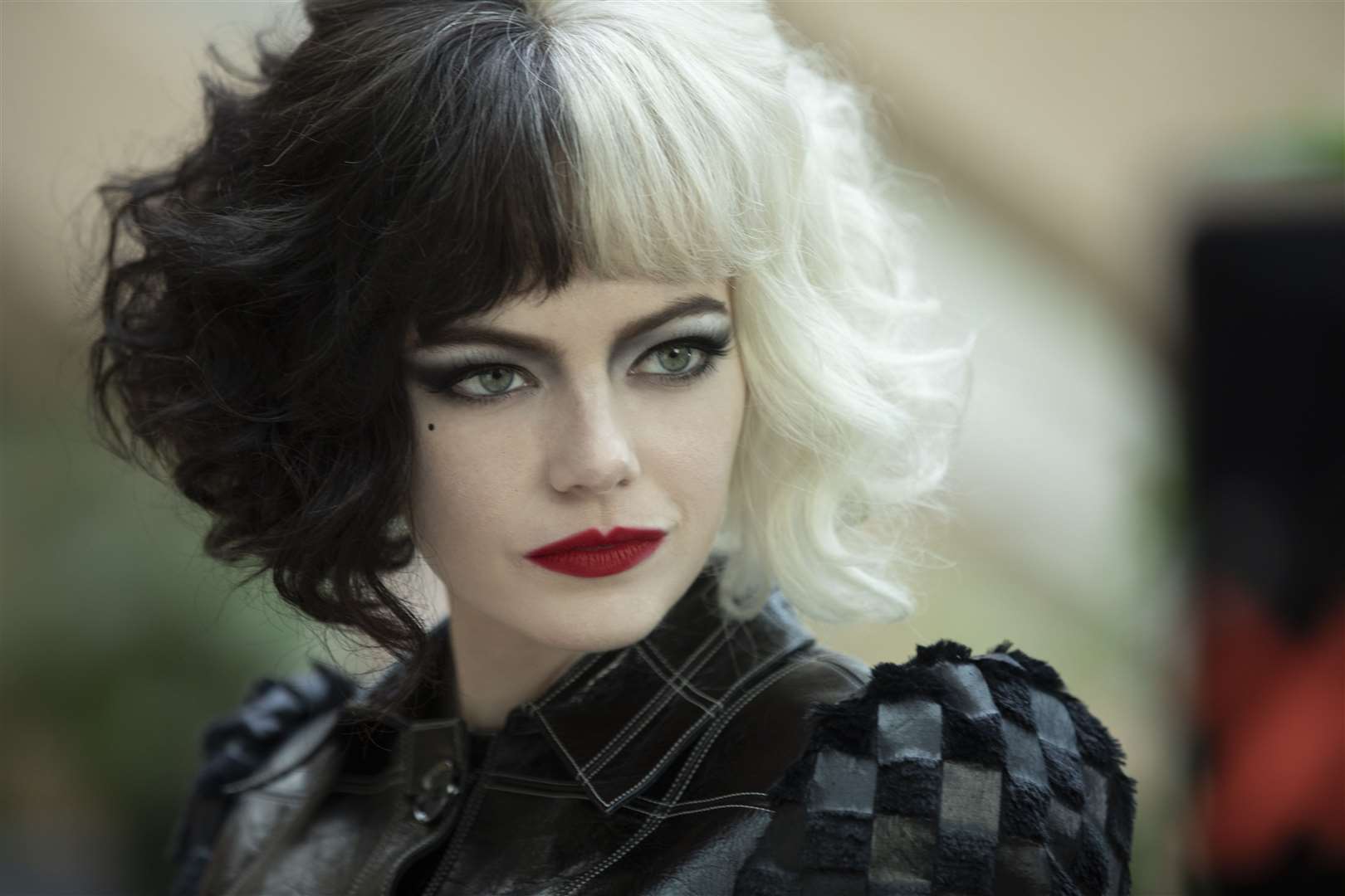 Cruella, played by Emma Stone in the latest blockbuster movie, drove a car with the number plate DEV 1L. Picture credit: PA Photo/© 2021 Disney Enterprises