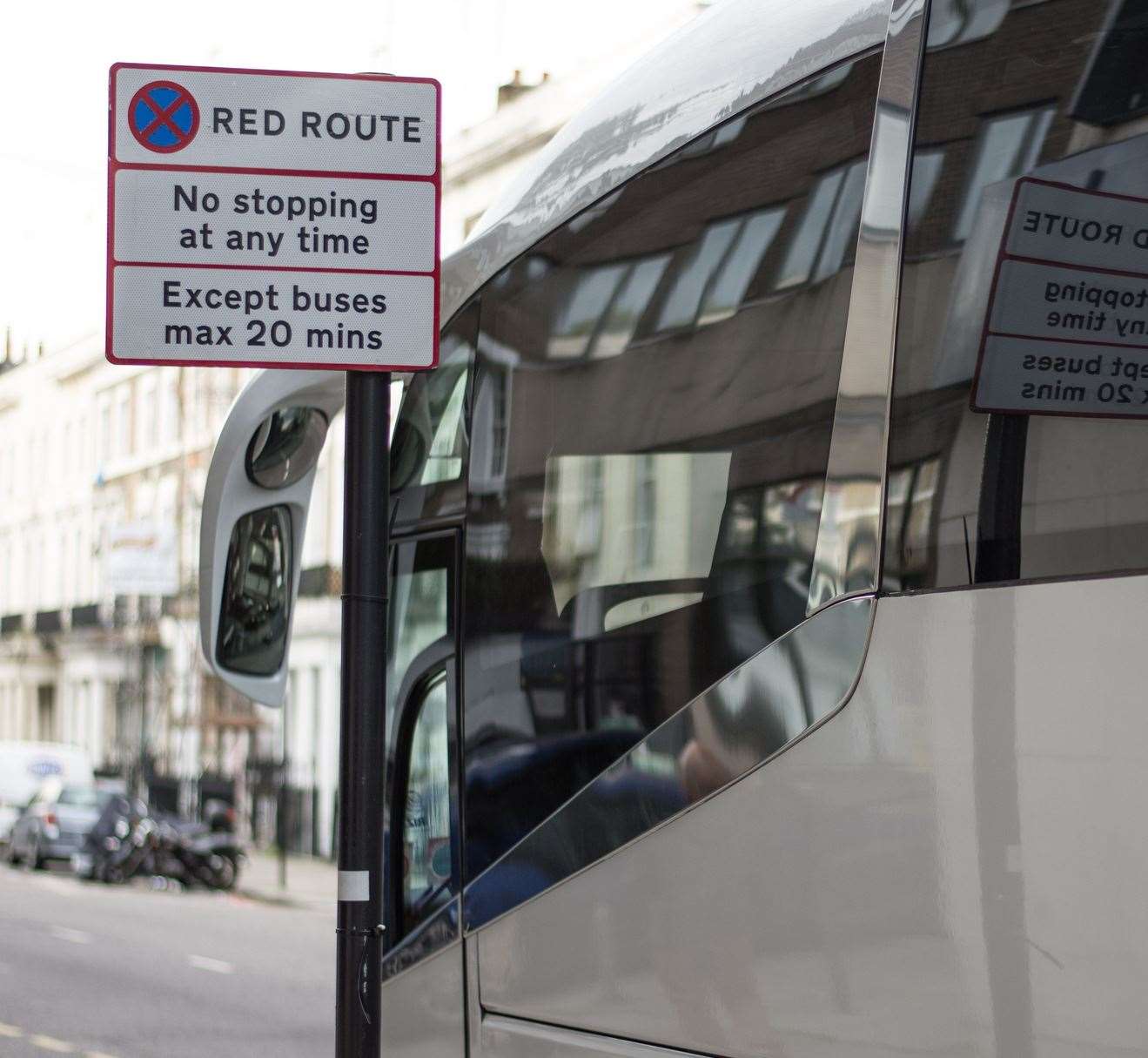 A red route in London, where drivers can be fined for stopping or parking. Picture: iStock