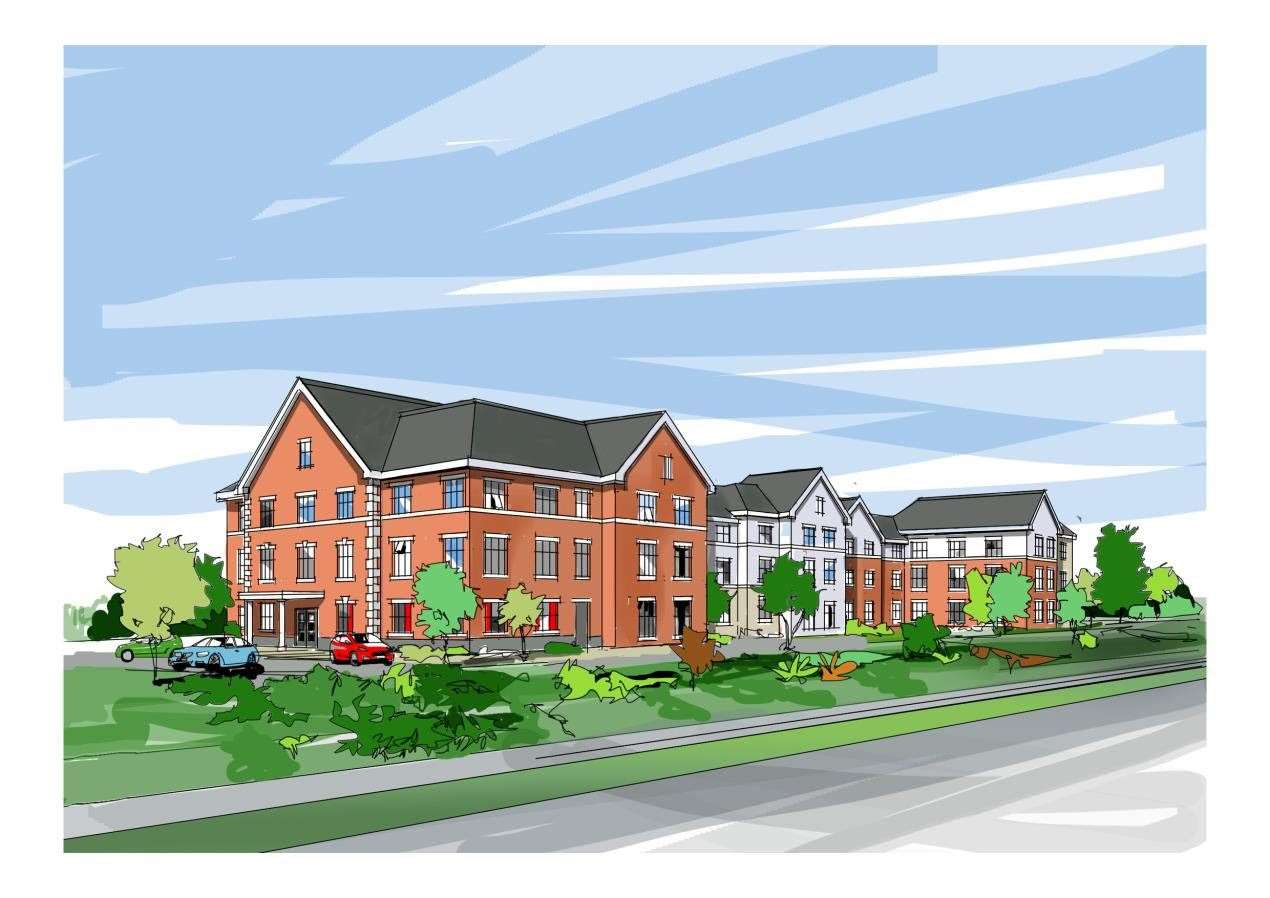 An artist's impresssion of plans for a new care home near Darent Valley Hospital (13398492)