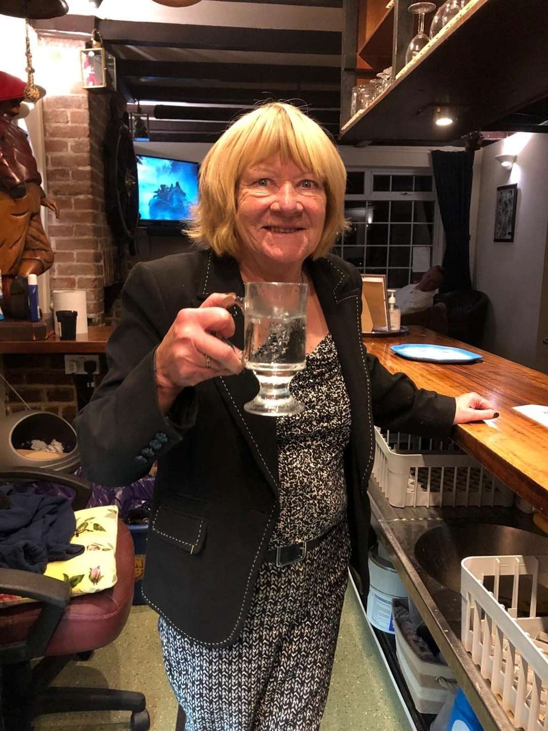 Margaret Moran, the late Landlady of The Forester with a vodka and soda. Picture Geeta Seegobin