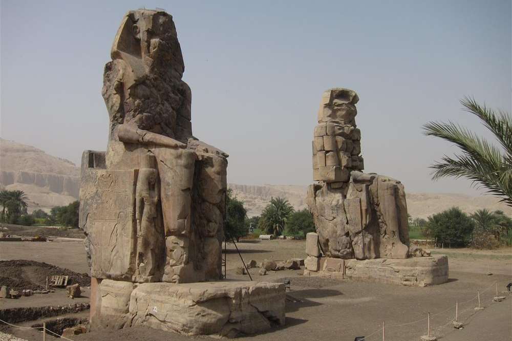 The massive Colossi of Memnon.