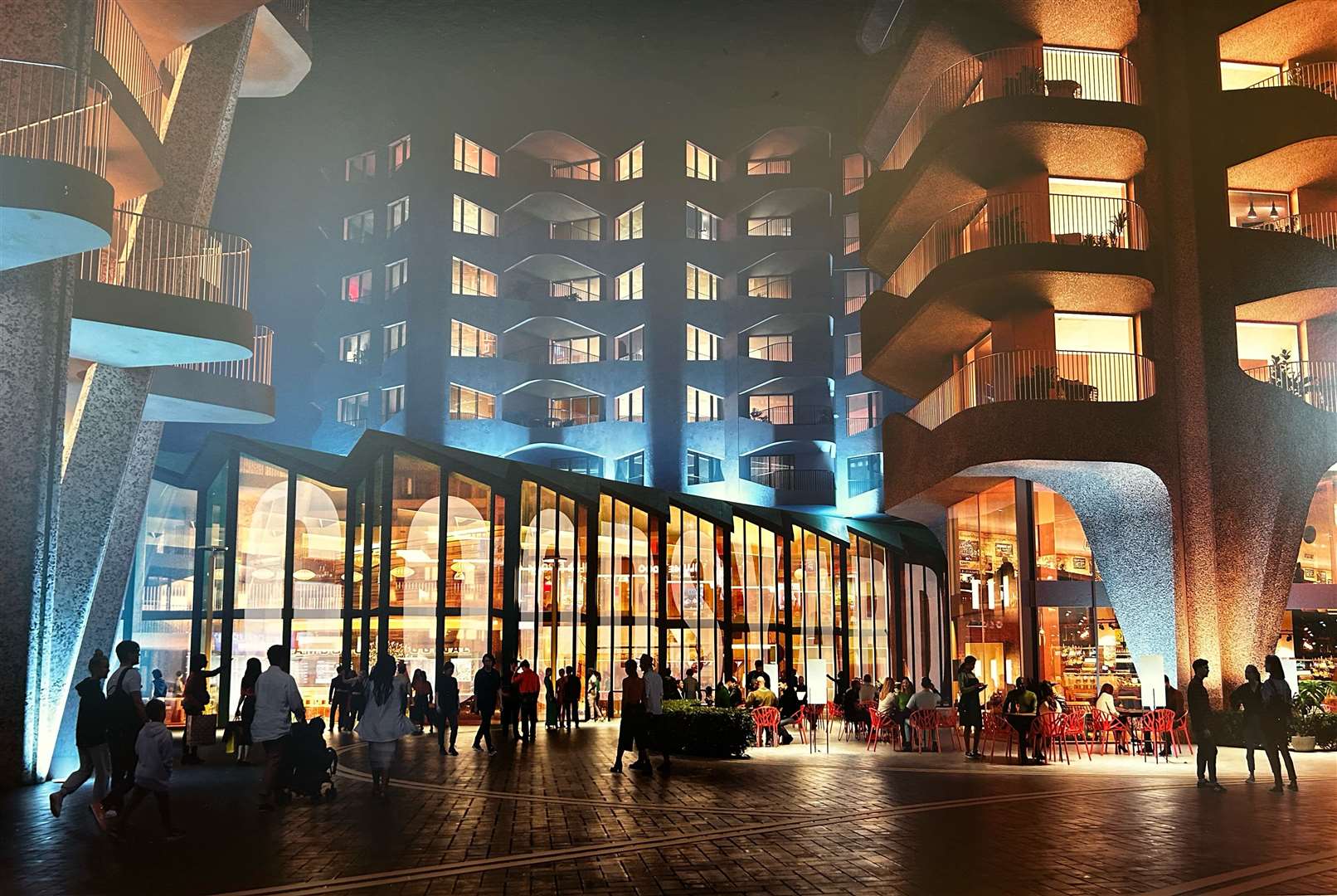 How the redeveloped harbour area in Folkestone could look at night