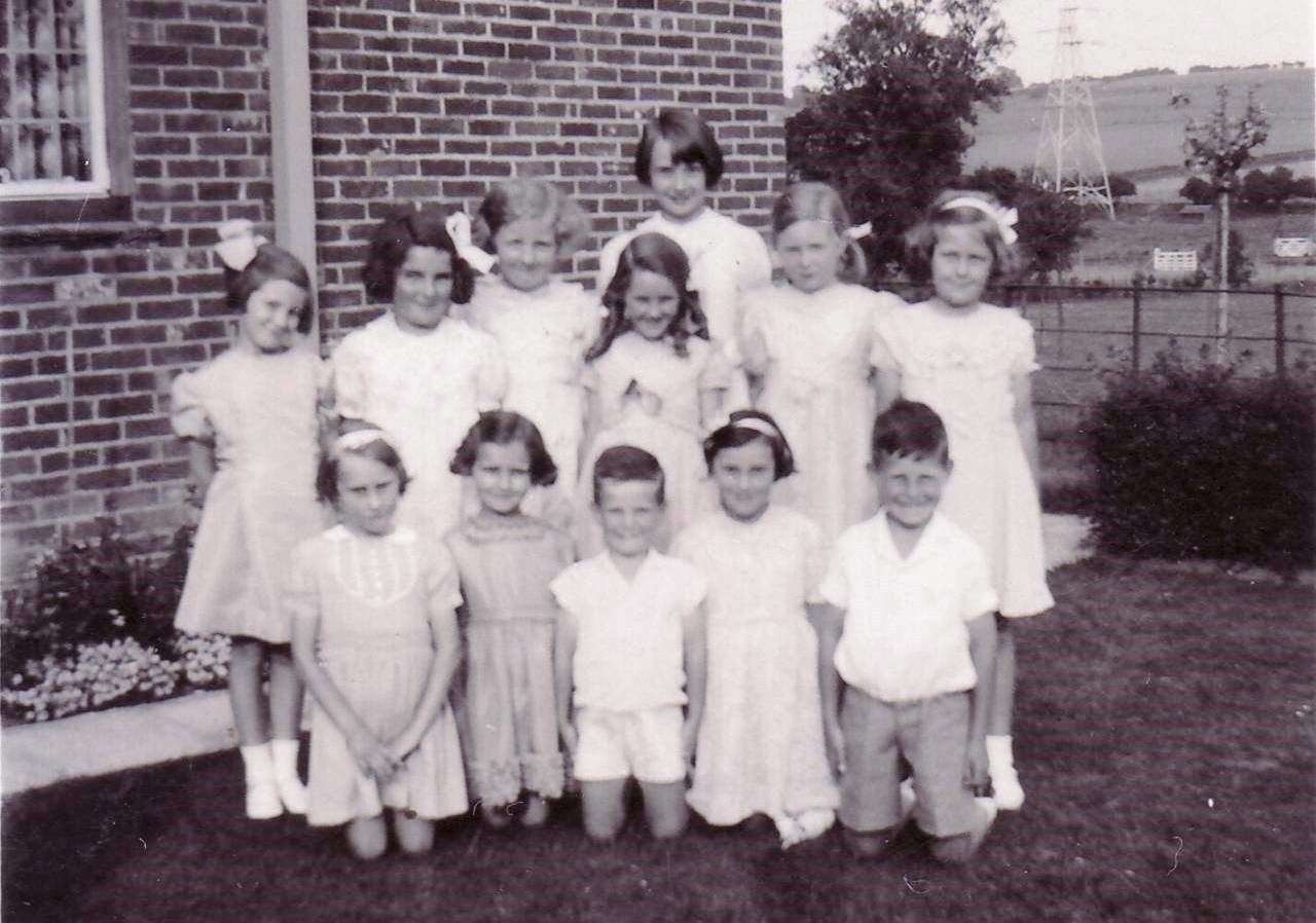 Audrey Hepburn (back row centre) at a friend’s 8th birthday party at Paddock Cottage, Ottinge in 1939. Picture: Elham Historical Society/Sampson Family Collection