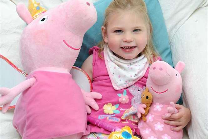Sittingbourne girl Sophie Ryback at home with her Peppa Pig toys