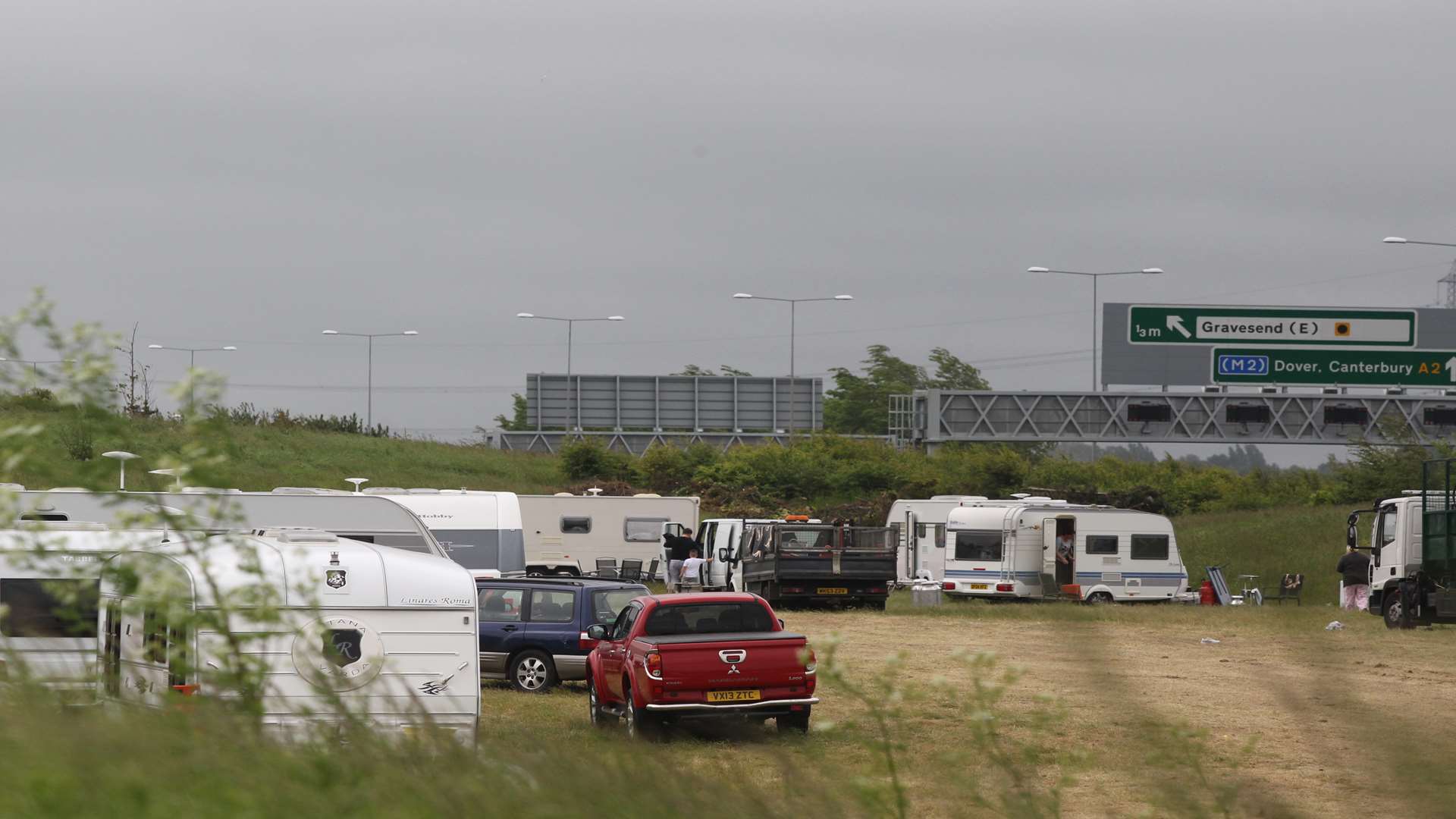 Around 25 caravans set up camp near the Cyclopark