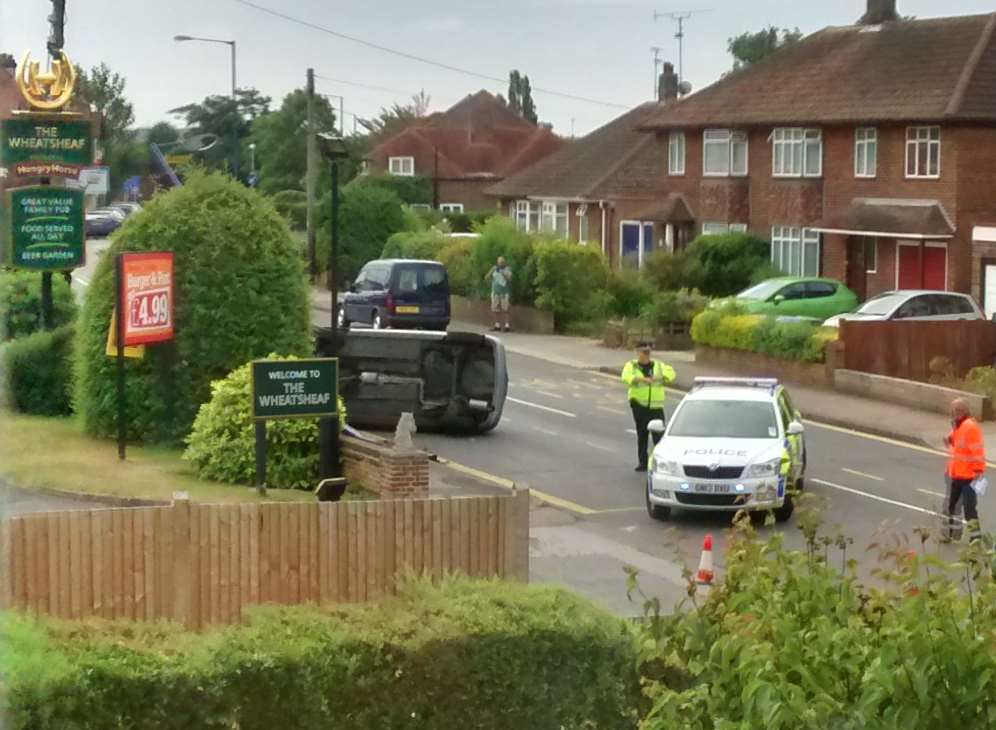 Police called to road accident outside The Wheatsheaf pub in Herne Bay Road, Whitstable. Picture: Adriana Kobyzew