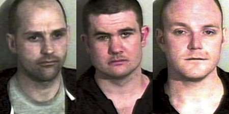 Jailed: Col Sgt Garry Graham, L Cpl Martyn Fitzsimmons and Sgt Kieran Campbell