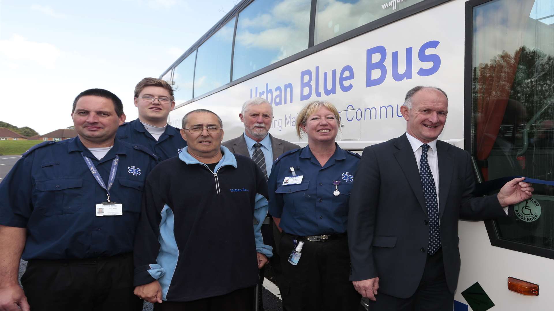 Some of the Urban Blue Bus team when the new bus was re-launched recently