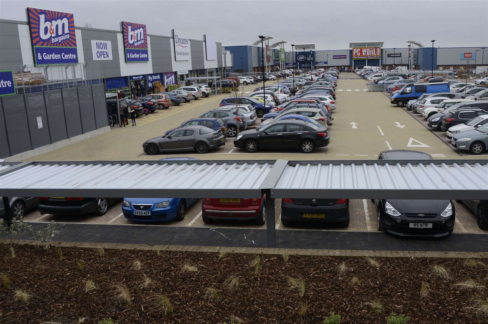 The car park at the retail park