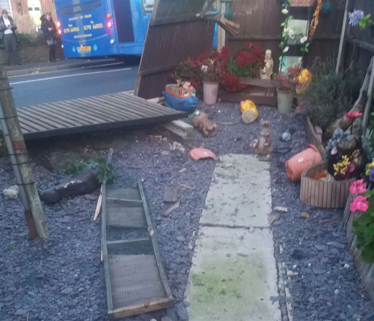 The damage caused to Laura Crisp's garden