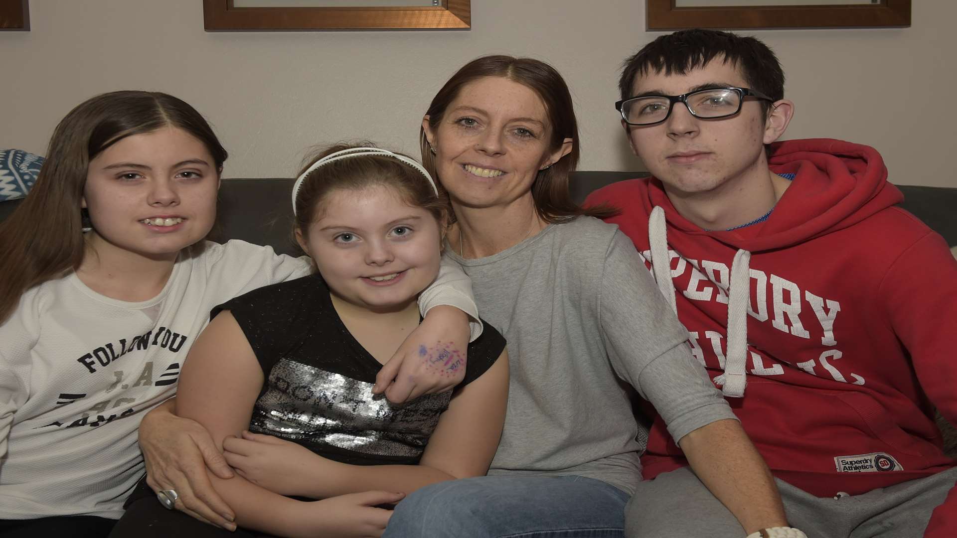 Samantha Ross with daughters, Caitlin aged eleven, Georgia aged eight, Sam and son Ben, 17