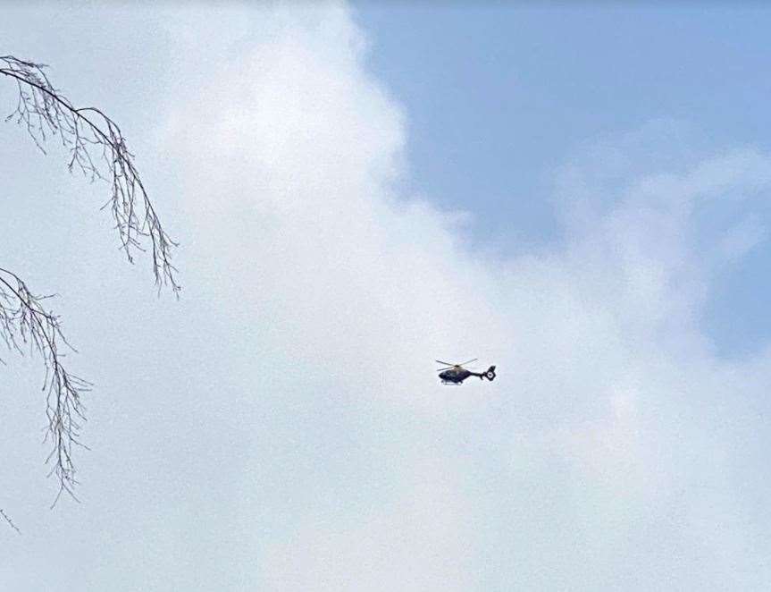 Police helicopter spotted at Trosley Country Park near Vigo Village