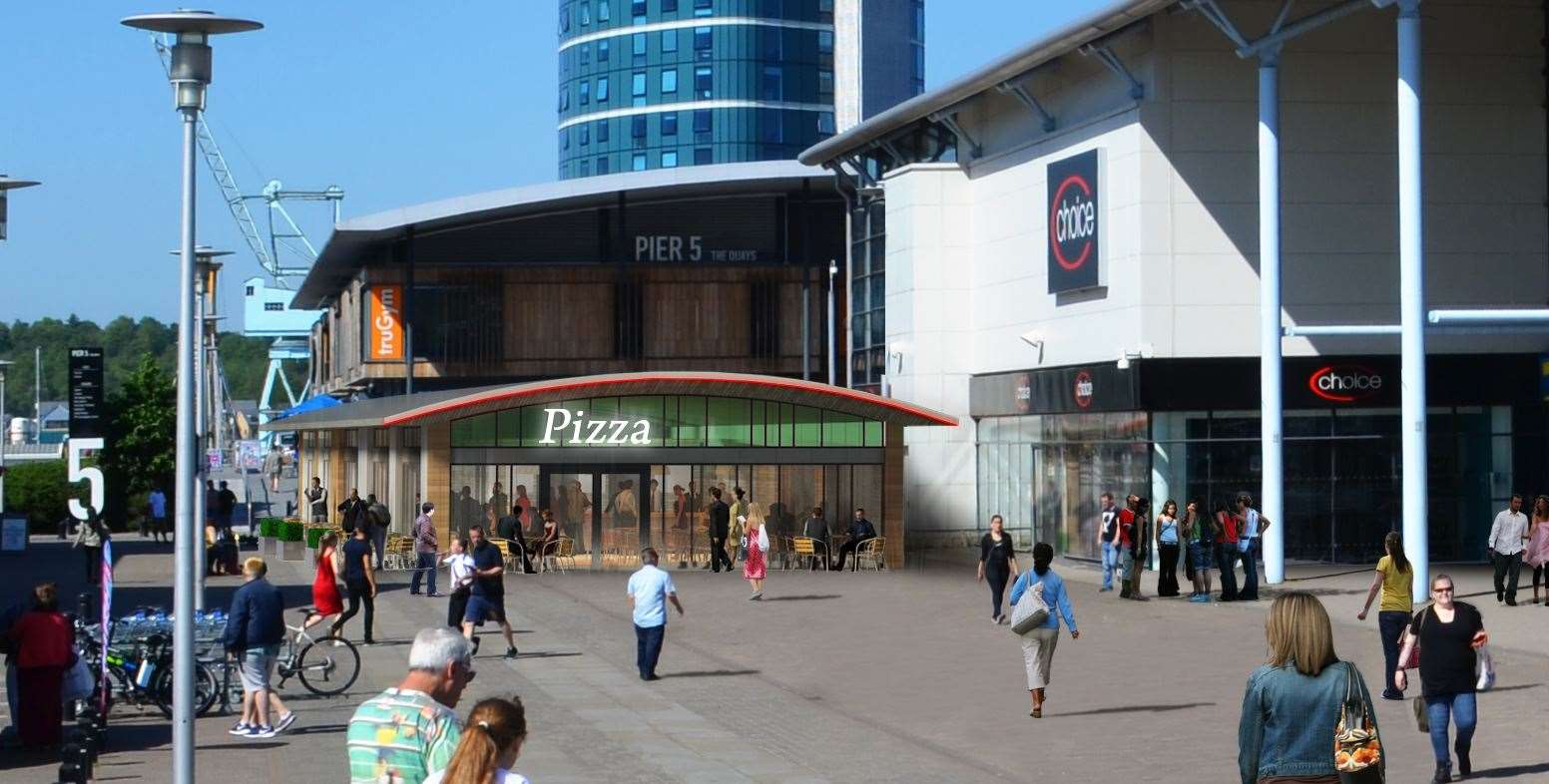 What the piazza-style cafe at Chatham's Dockside might look like