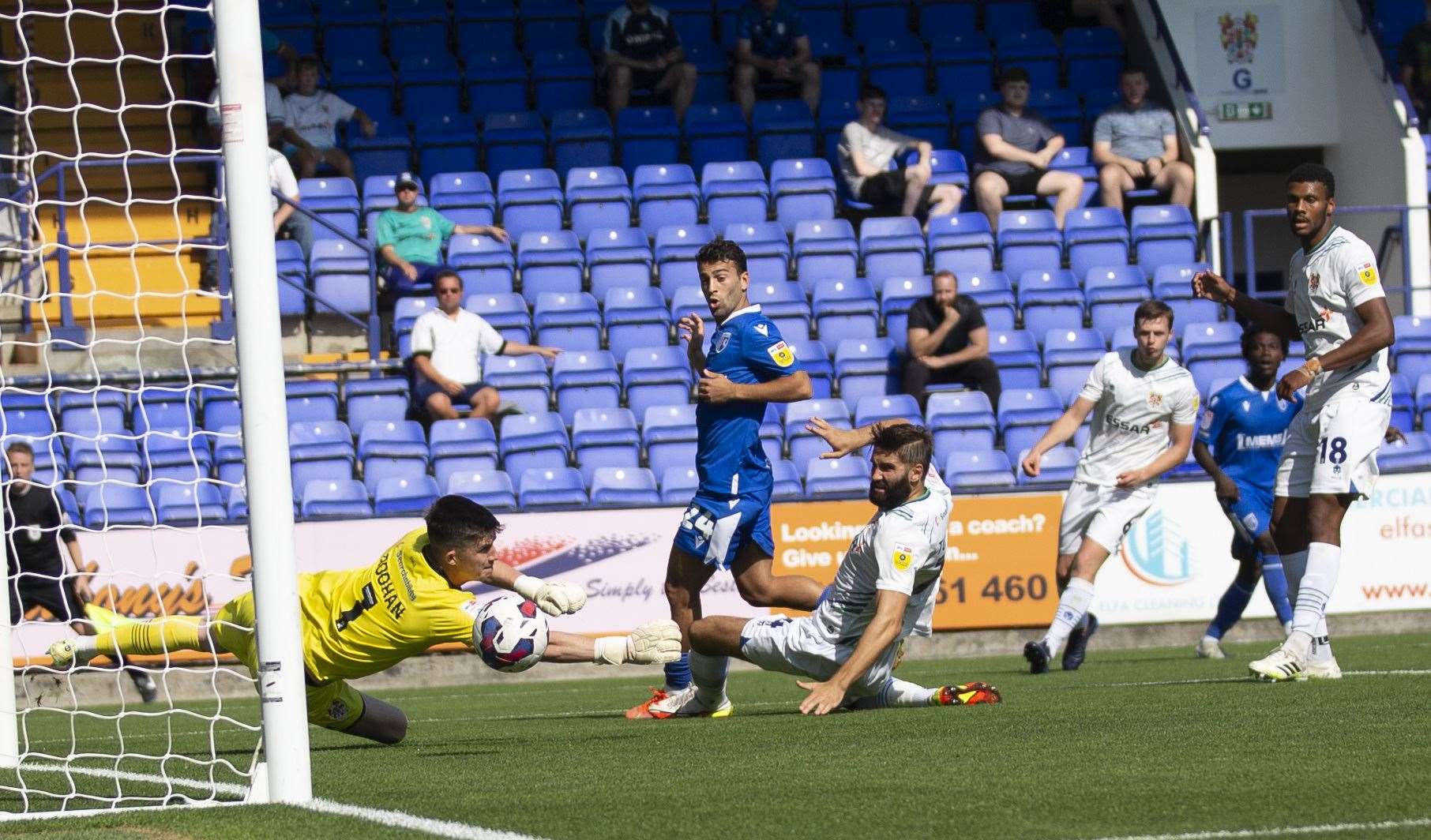 Gillingham go close during the second half at Tranmere. Picture: KPI