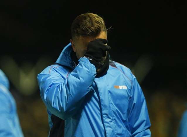 Frustration for Maidstone manager Jay Saunders Picture: Andy Jones