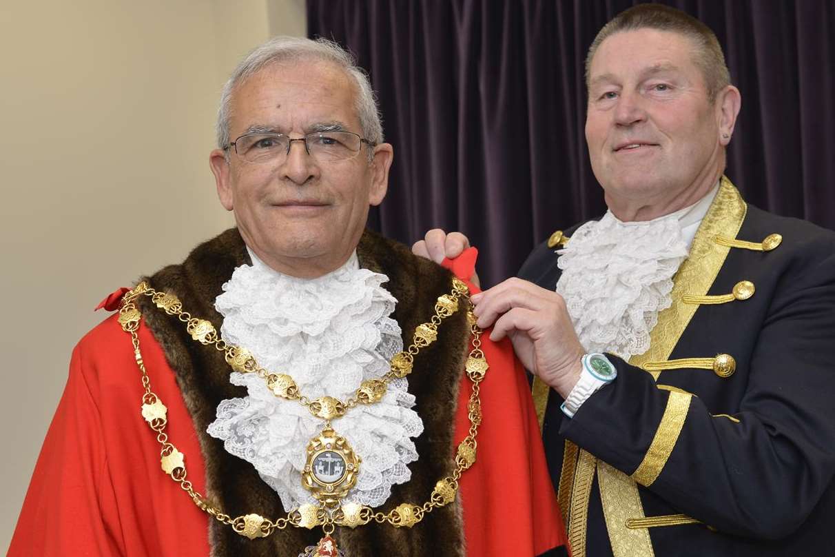Mayor Cllr Alan North, here with Town sergeant Ian Bishop, said the way it happened was "disgraceful"
