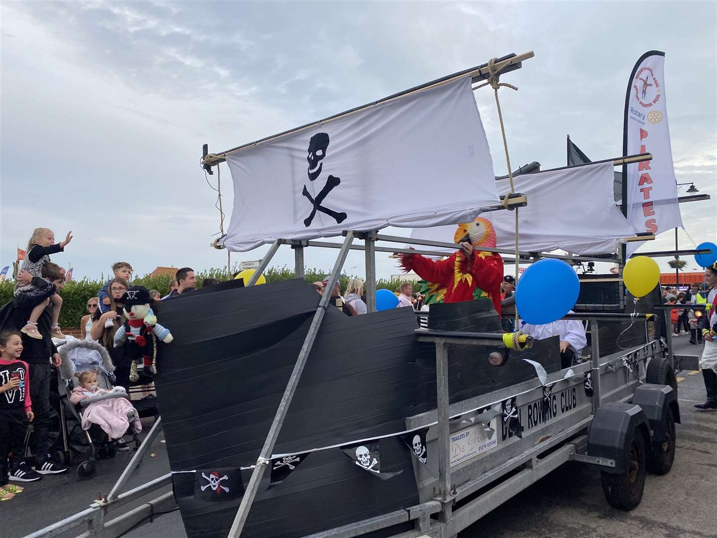 A huge parrot donned Rotary Pirates' float