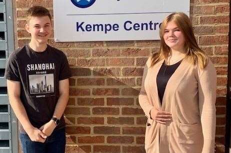 Josh Salmon and Faith Copping at Wye School results day