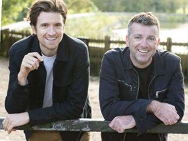 Greg James and Chris Smith (with the news) will launch their new book on Monday at Dreamland. Photo: Dreamland