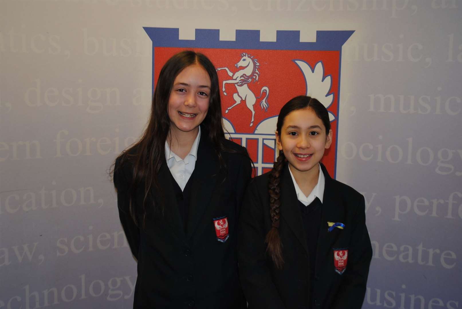 Sophie Châu and fellow competition winner Jessica Ridall pictured at their prizegiving in March. Picture: Dover Grammar School for Girls