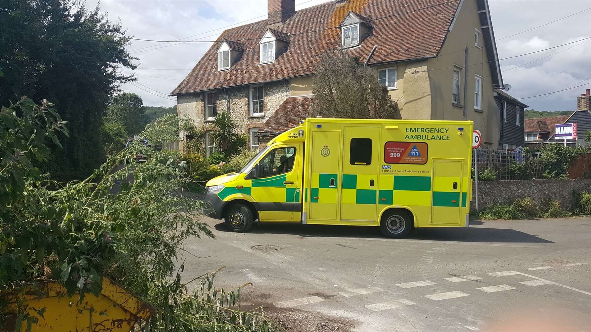Ambulance and fire crews were seen heading up Chapel Lane off Pilgrims Way. Picture: Paul Chapman (14601030)