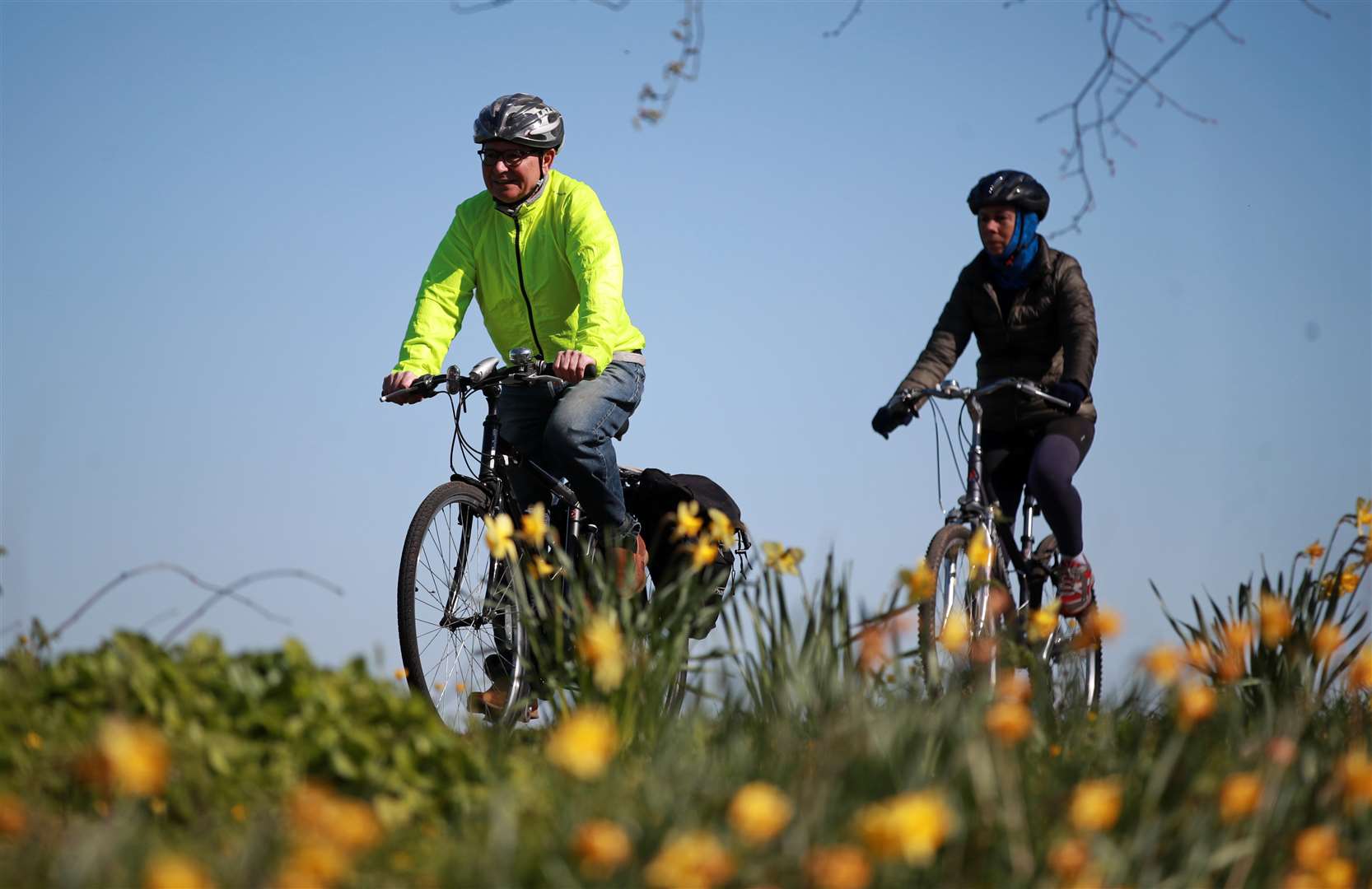 Cyclists get their daily exercise in Stoke Park, Guildford (Adam Davy/PA Wire)