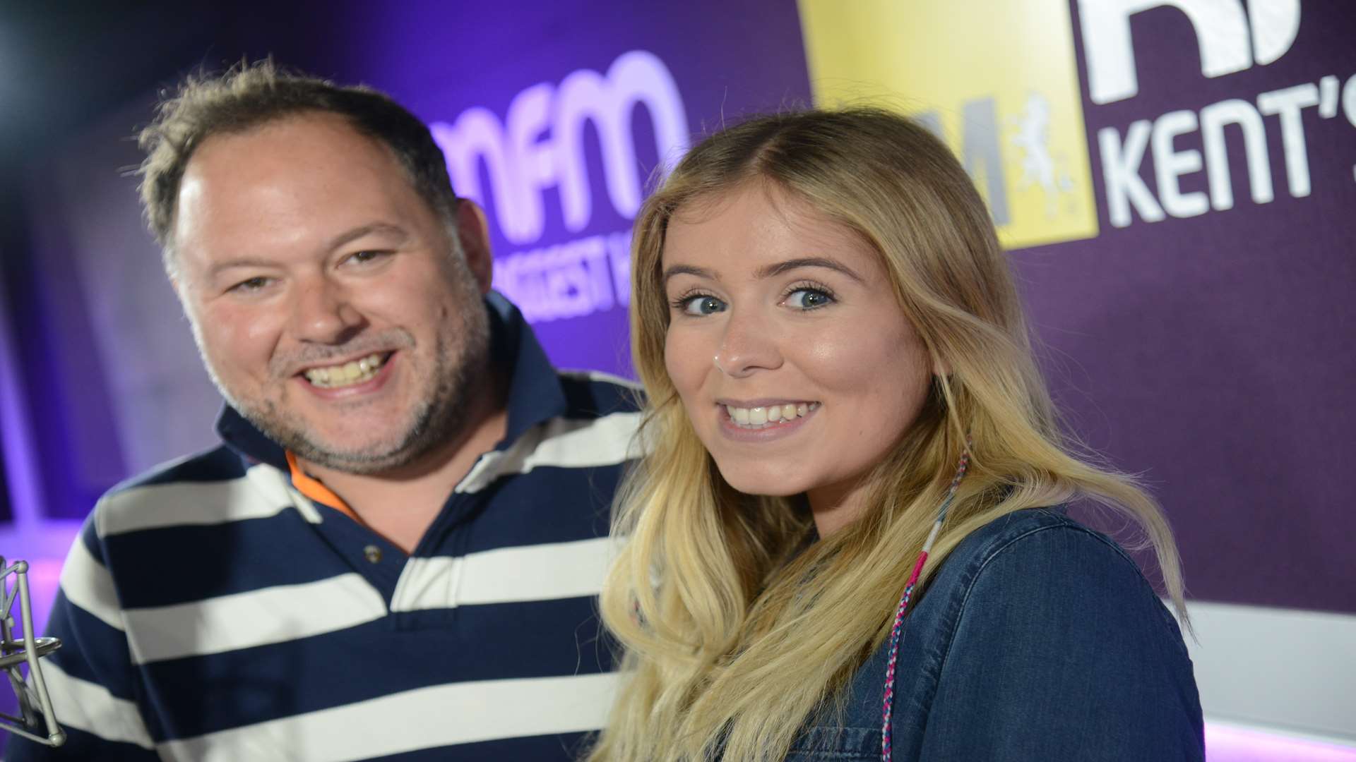 kmfm's Garry and Laura are celebrating the listener figures. Picture: Gary Browne