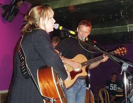 Bryan Adams and Gretchen Peters on stage in Maidstone last night