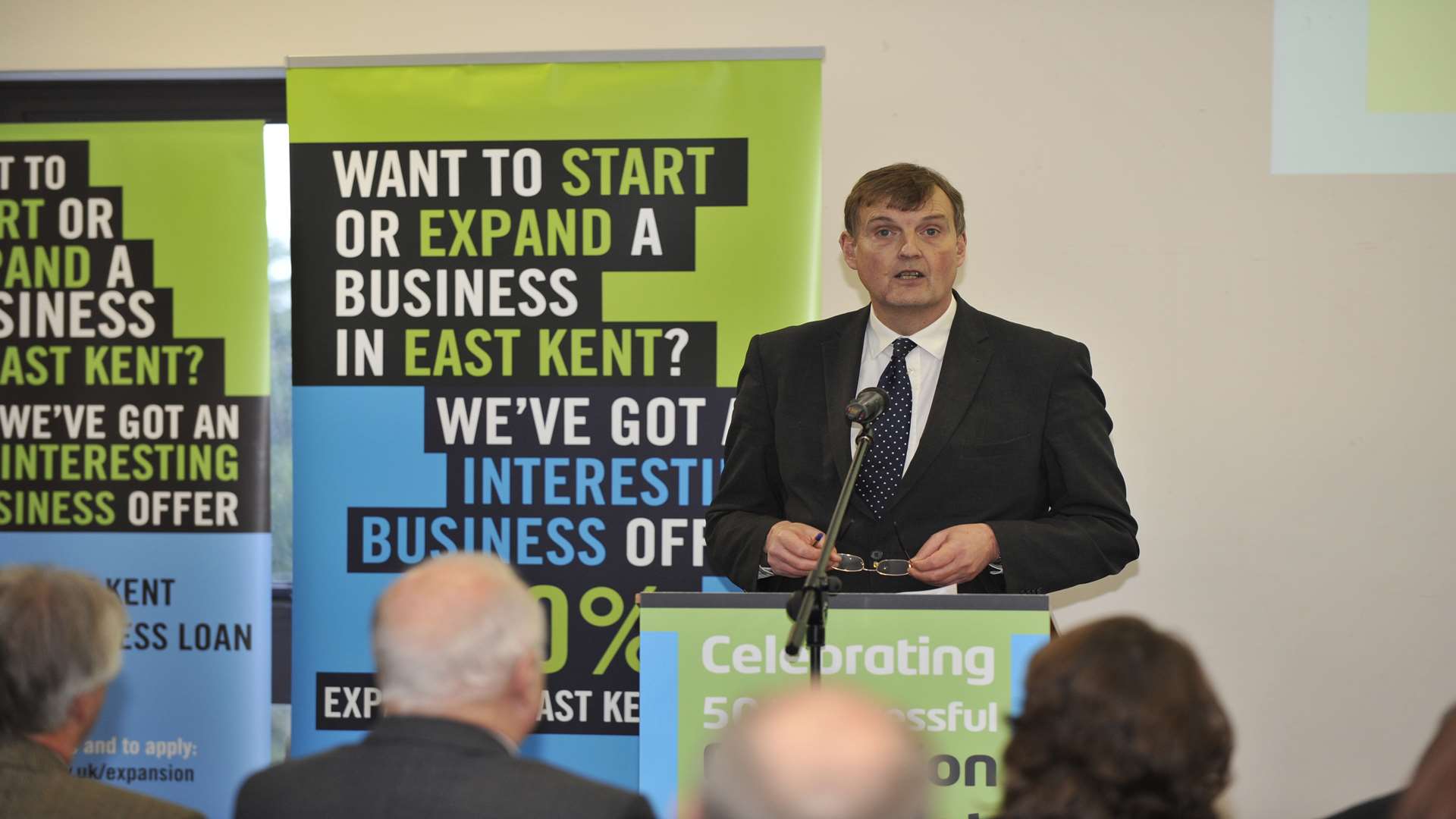 KCC leader Paul Carter speaking at an event celebrating that Expansion East Kent scheme had lent to more than 50 companies