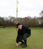 Chris Gay at the scene of his eighth hole-in-one