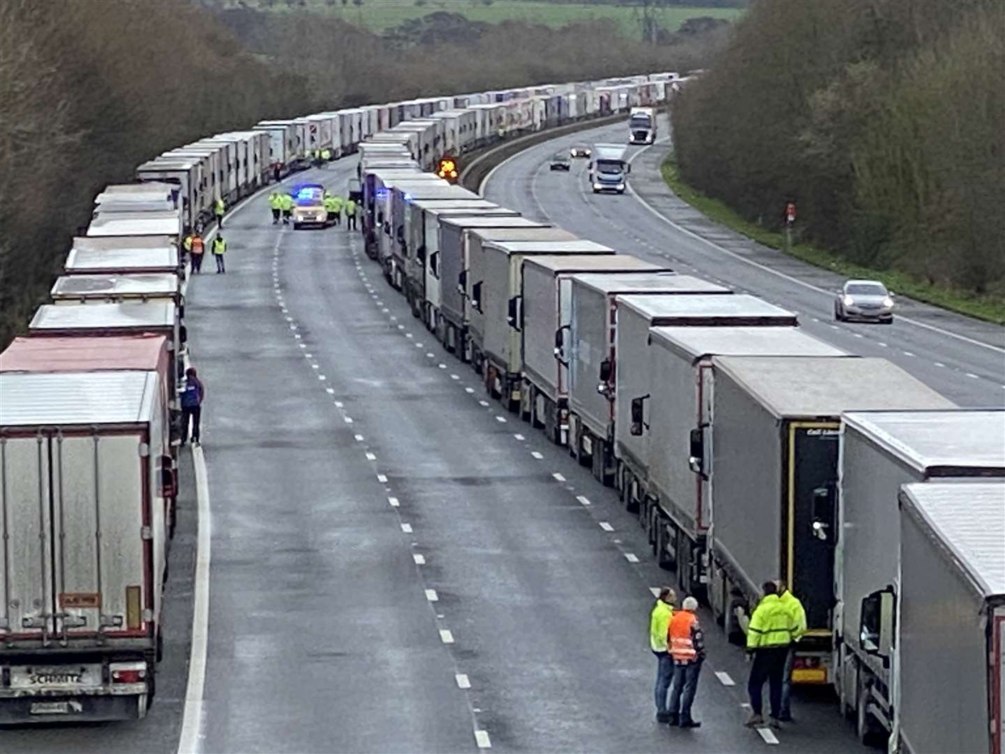 Lorries filled the roads of Kent after France closed it's borders