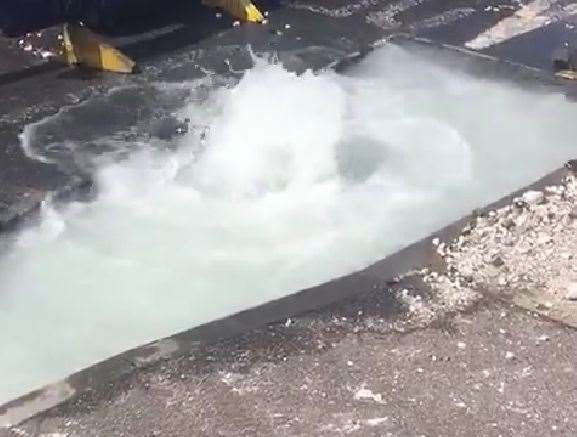 The water leak at the junction of High Street and Ramsgate Road in Margate. Picture: Nichola Jarvis