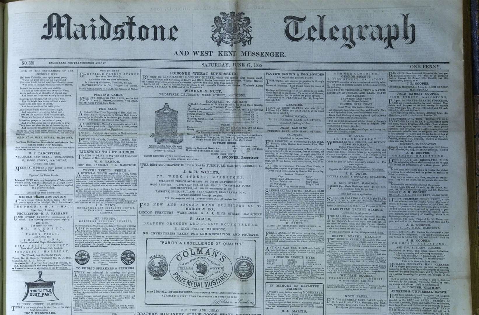 The Maidstone Telegraph reported on the 1865 Staplehurst railway crash which Charles Dickens was involved in
