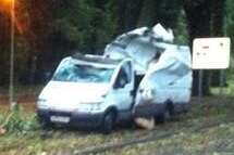 A van left crushed by a fallen tree in Maidstone
