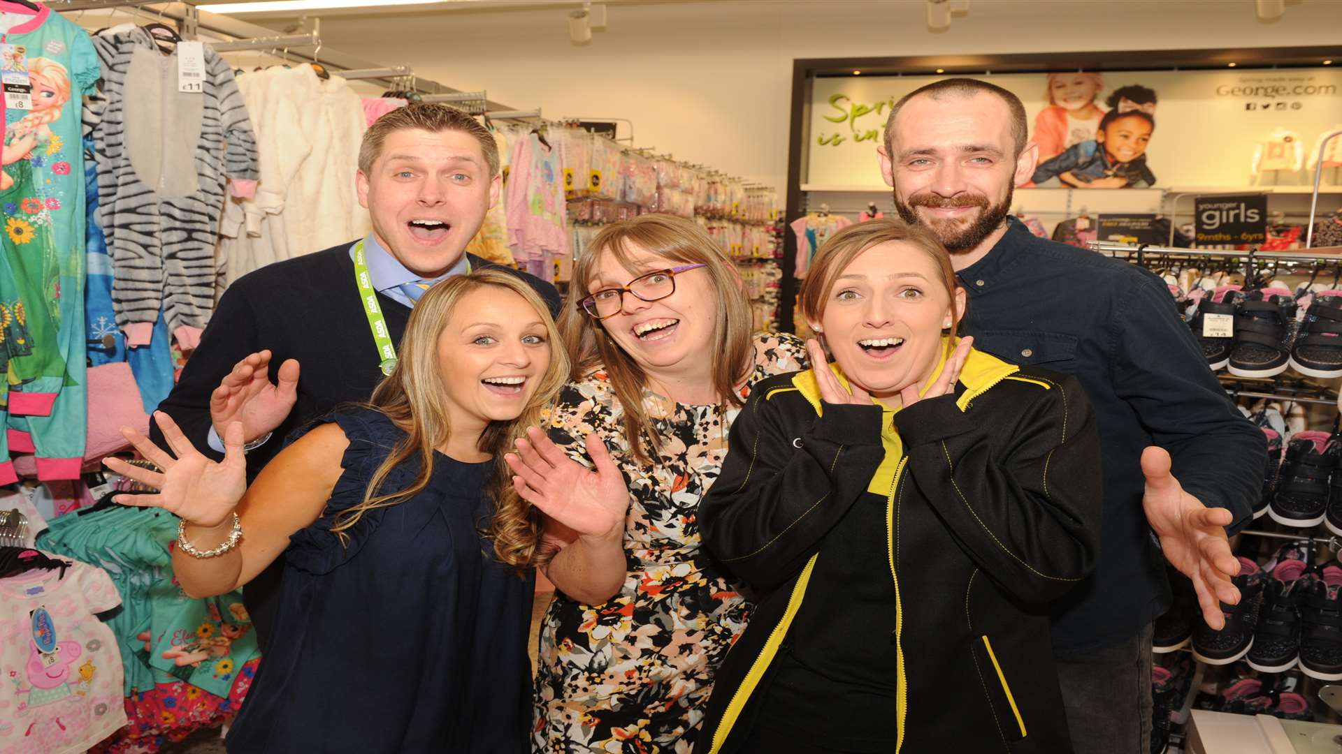 Lucy Taylor, Karen Tanner, Ryan Ager and Caley Goodearl with store manager Chris Fawn