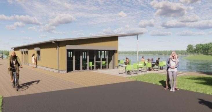 A computer-generated image of the new lakeside café, which is set to open between late spring and early summer. Picture: TMBC