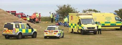 Police joined ambulance crews at the scene Picture: UKNIP