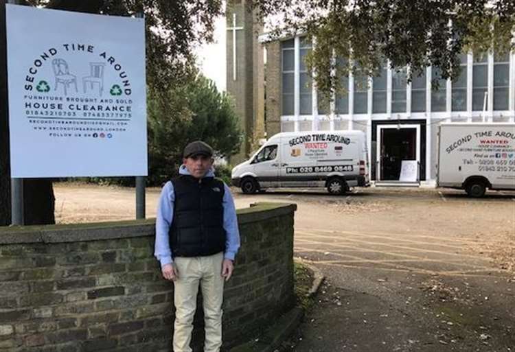 Mr Granger outside the new shop