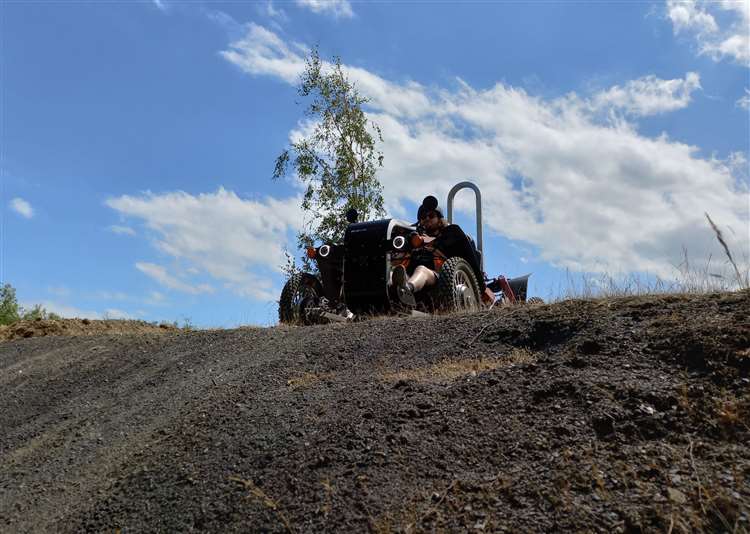 Our man gets behind the wheel of the e-Spider at Betteshanger Park