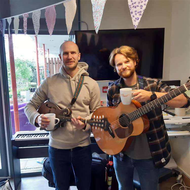 Live Music Now performers Henry Webster, left, and Elliott Morris, right, have been lending their musical talents to the track. Photo: Sean Delaney