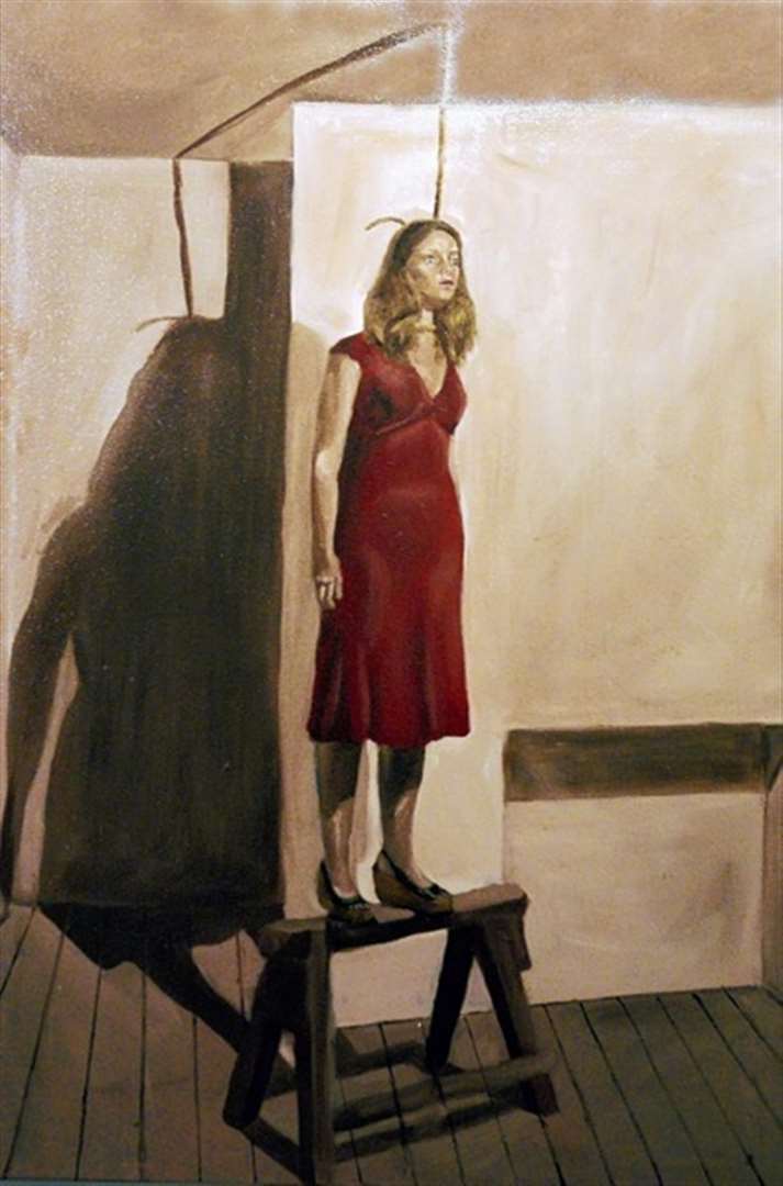 The disturbing painting of a woman about to commit suicide by artist Rosie Taylor