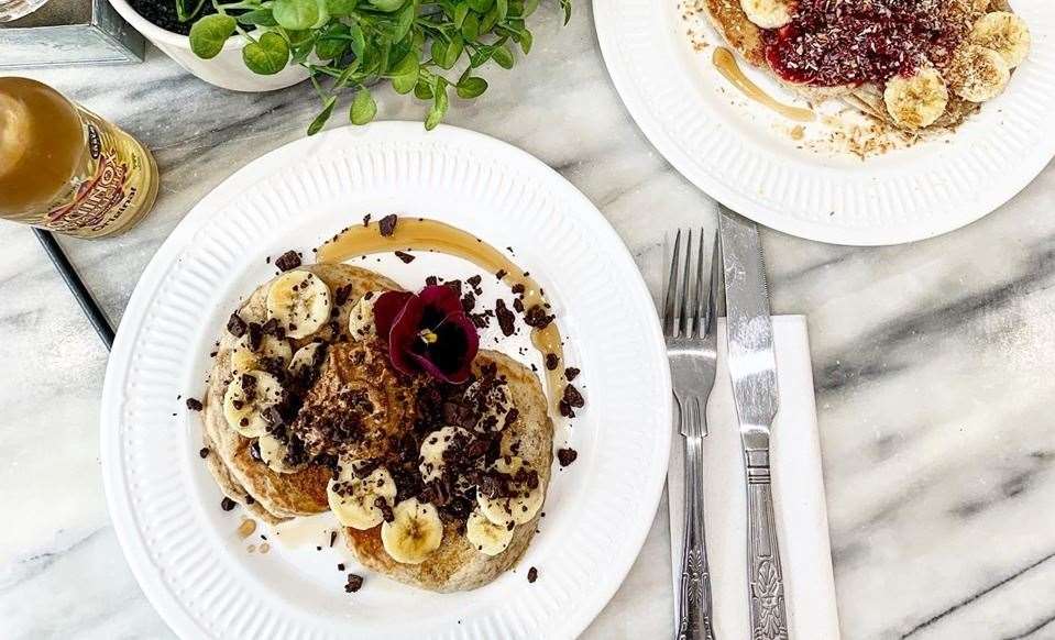 Kitch serves vegan pancakes with a wide selection of topping choices