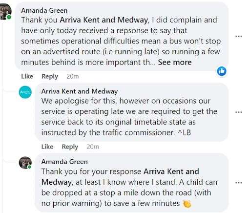 The bus company contacted Amanda after she complained on Facebook. Picture: Amanda Green