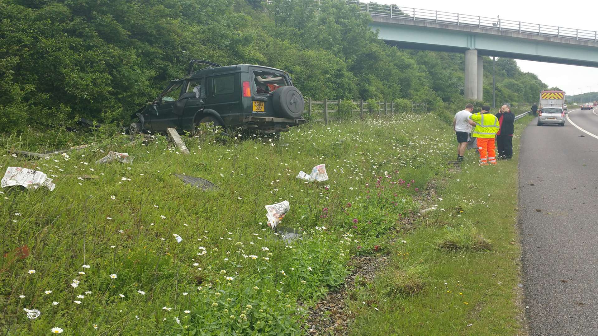 The crash scene on the M2