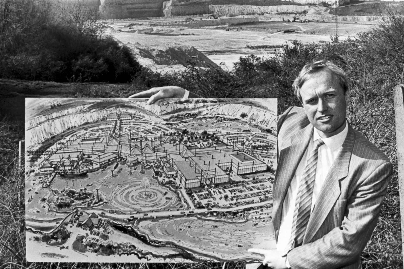 Tim Hook, project manager of Blue Water Park with plans for the centre in 1988