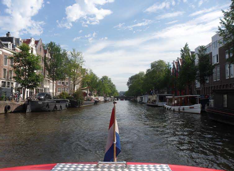 View from a canal boat in Amsterdam