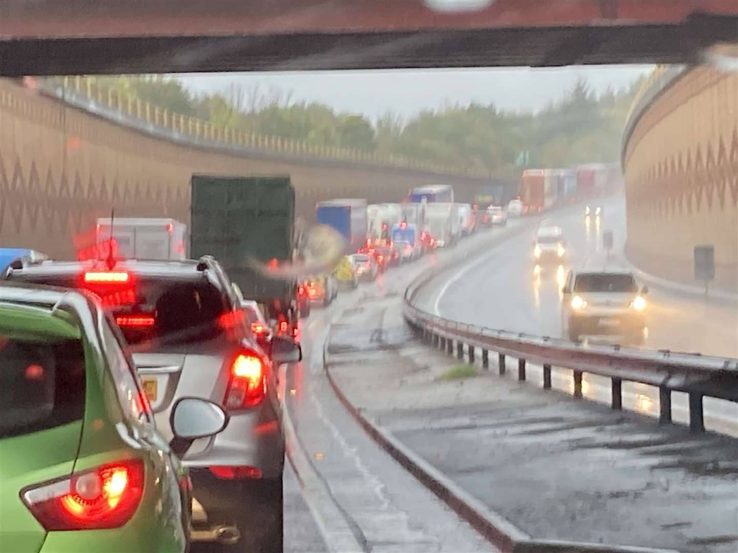 Queues on the A249 at the Key Street underpass, Sittingbourne. Picture: John Nurden