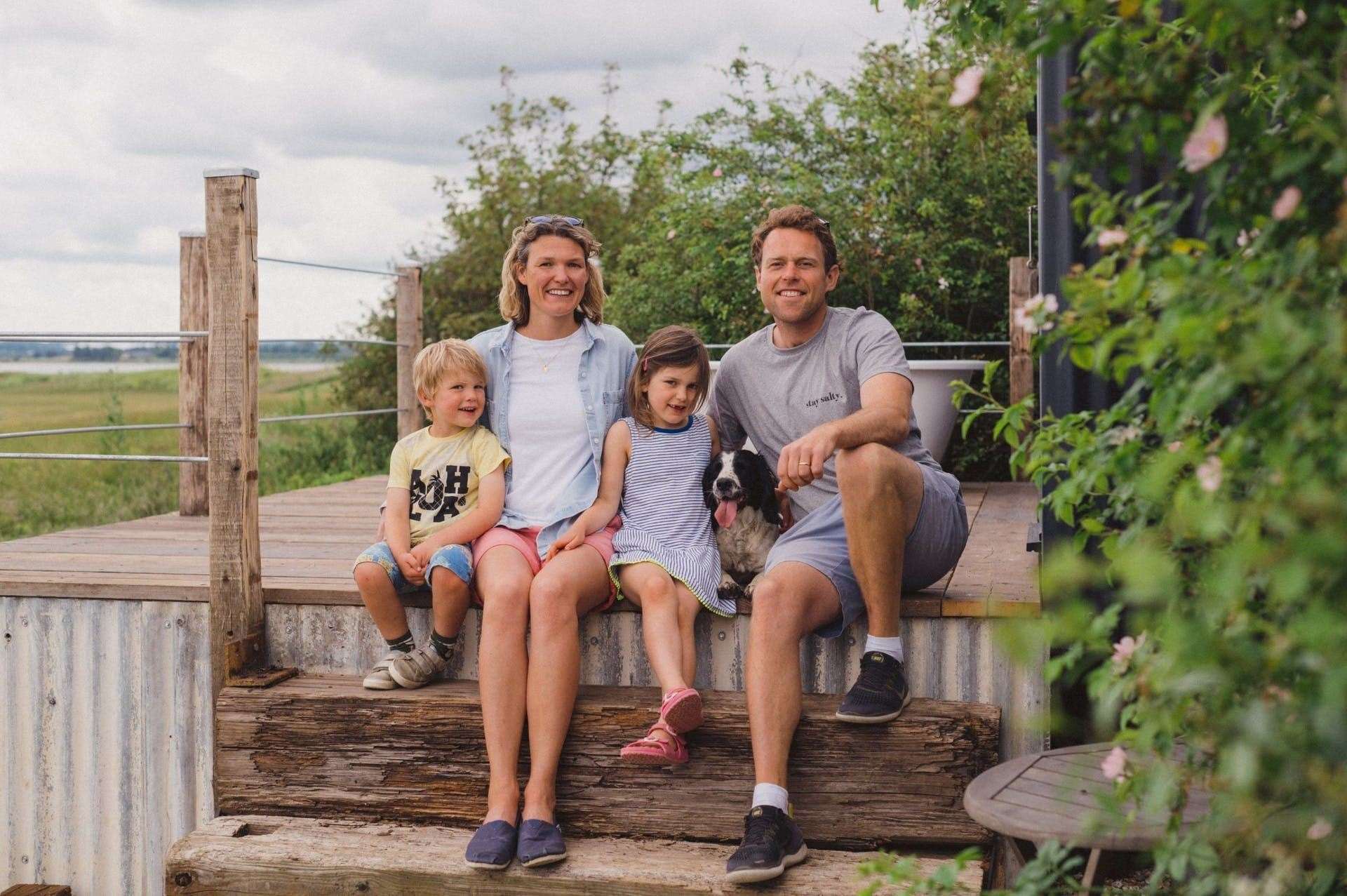 Gareth and Georgina Fulton with their two children at Elmley Nature Reserve, Sheppey. Picture: ENR
