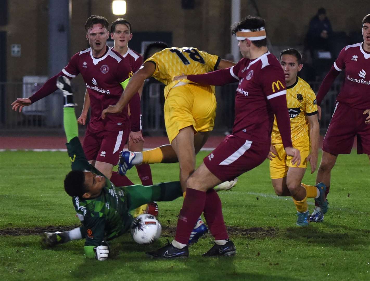 Bivesh Gurung tries to force the ball home in attack mode at Chelmsford Picture: Steve Terrell