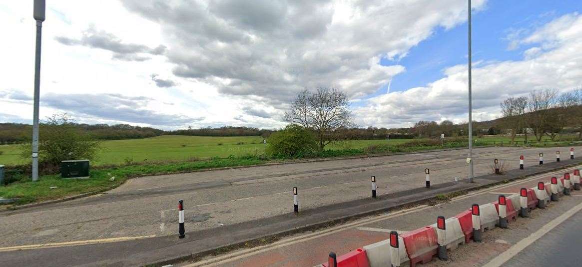 A large HGV park is planned for green land off the A20. Photo: Google Street View